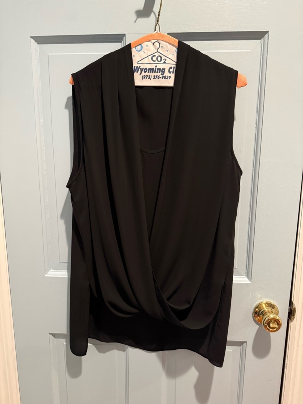 Vince Camuto Black Draped Surplice Sleeveless Cami